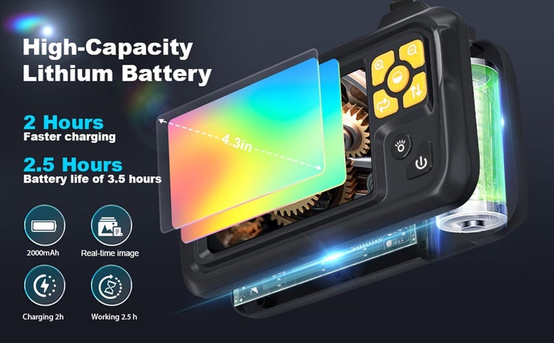 POLEDY Endoscope Camera with Light, 1080P HD Borescope, 8 Adjustable LED Light mit 4.3" IPS Screen Inspection, IP67 Waterproof 16.4ft Snake Camera, Semi-Rigid Cable Inspection - Image 5
